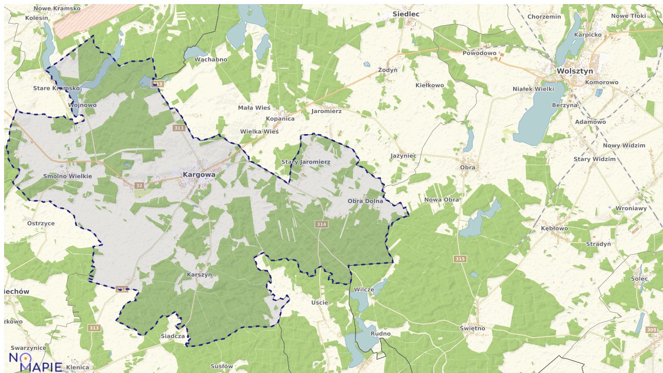 Mapa obszarów ochrony przyrody Kargowej